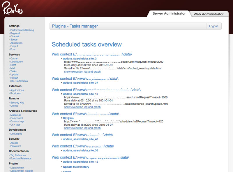 Tasks viewer Overview page
